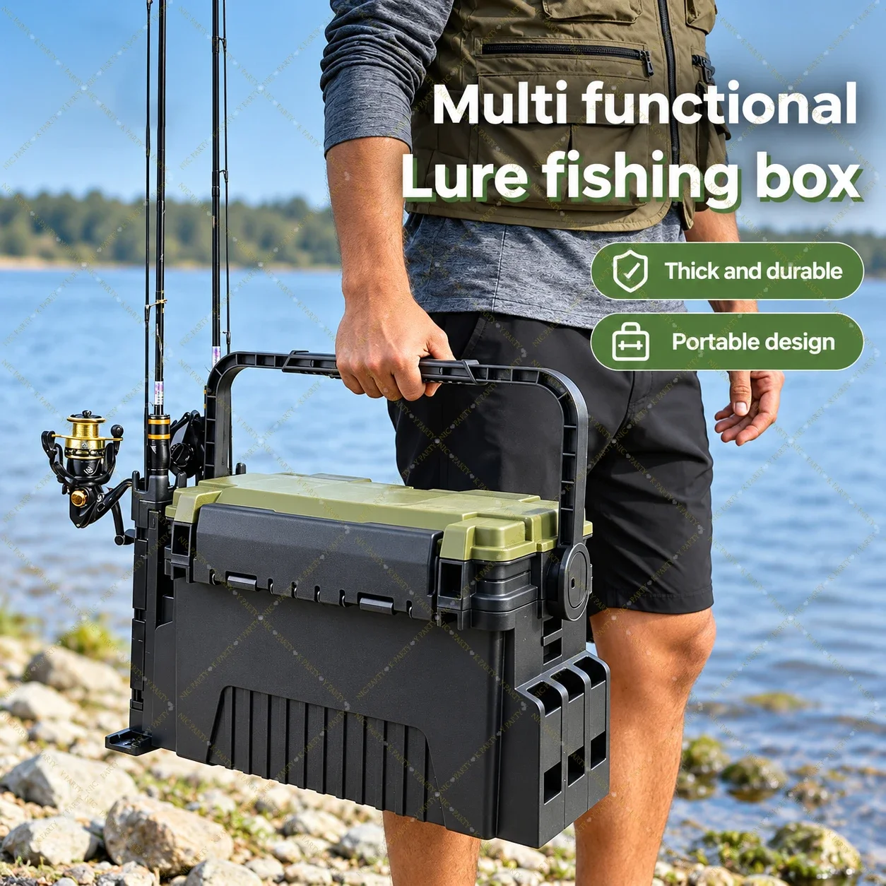 Fishing Kayak Crate - Duża pojemna skrzynka wędkarska z podwójnym